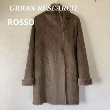 어반리서치 로쏘 페이크 무스탕 롱 코트 2way 후드 브라운