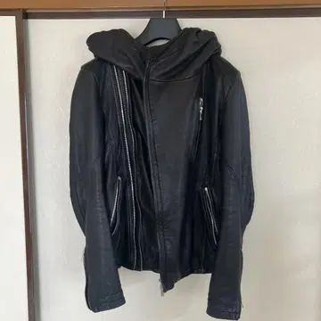 후드 부착 더블 라이더 자켓 블랙 SUGIZO 콜라보