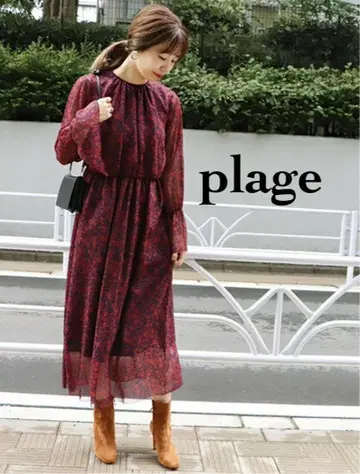 [새상품급] plage 플라주 비침 라이트 조젯 롱 원피스 맥시 길이