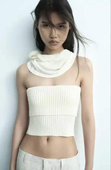 ZARA 리브 니트 밴딩 상의 S