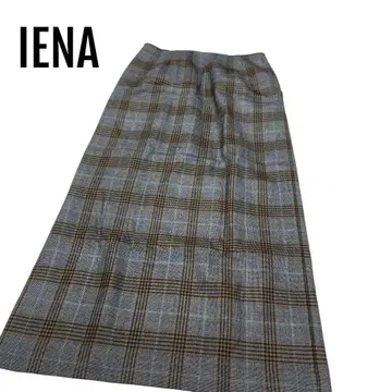 IENA 이에나 체크 무늬 타이트 스커트 브라운 네이비 사이즈 36
