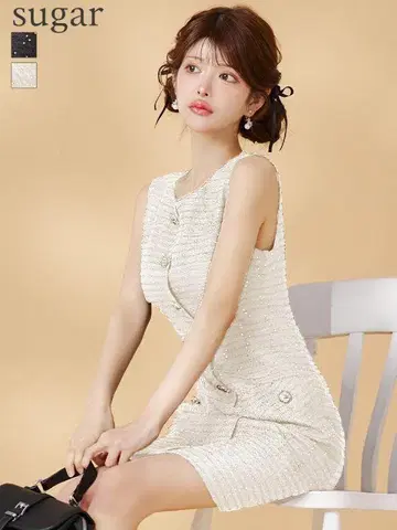 긴자 튤 버튼 타이틀 드레스 새상품