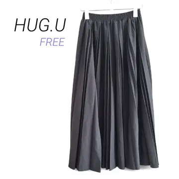 HUG.U [ FREE ] 그레이 플리츠 롱 스커트