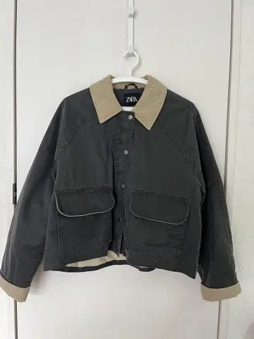 ZARA 그레이 코듀로이 옷깃 자켓
