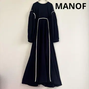 새상품급 MANOF 파이핑 내로우 원피스 A라인 롱 긴팔