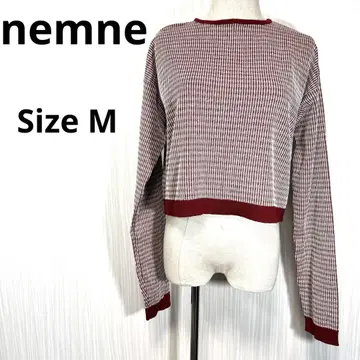 nemne 넨네 니트 체크 무늬 보더 크롭 기장 M