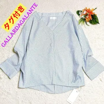 택 포함 개럴개런트 스트라이프 스키퍼 셔츠 블라우스 블루