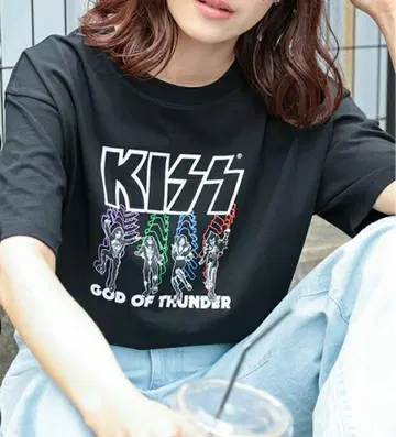 KISS GOD OF THUNDER 티셔츠 블랙 S 사이즈