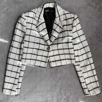 자라 트위드 숏 기장 자켓 화이트 S