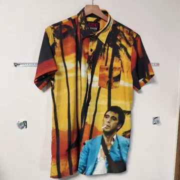 C 은 선반 위 SCARFACE 반팔 셔츠 오렌지 알로하 셔츠