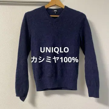 UNIQLO 캐시미어 100% 네이비 V넥 스웨터 S