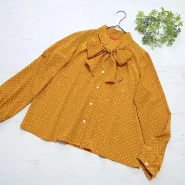 Yorkland 요크랜드 올 패턴 보타이 성숙 큐트 블라우스 M