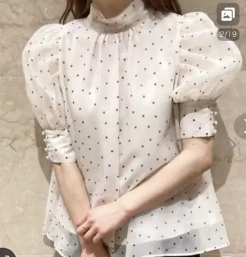 스나이델 하프 슬리브 오간자 블라우스 SWFB212040