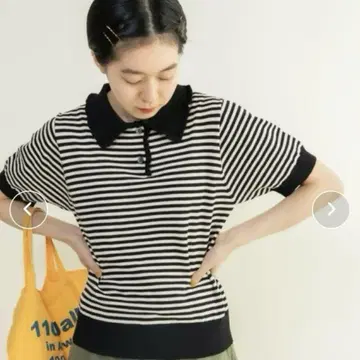 차일드우먼 강연면 옷깃 프릴 폴로 니트