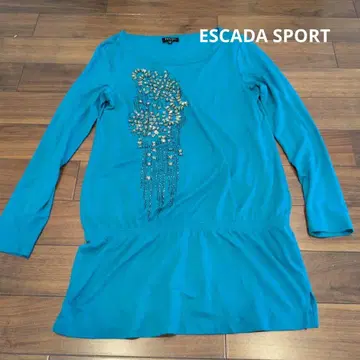 ESCADA SPORT 터콰이즈 비즈 장식 오분 소매 튜닉 S