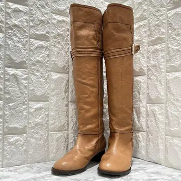 슬림 레그 효과 슈콤마 보니 롱 부츠 브라운 36 힐 4cm 가을/겨울
