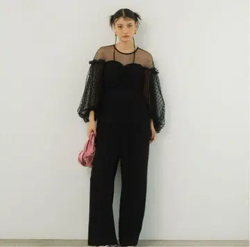 ANDRESD 안드레스드 플로키 도트 팬츠 드레스 블랙 L