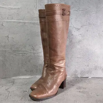 [롱 부츠] (L) 가죽 브라운 벨트 여성용