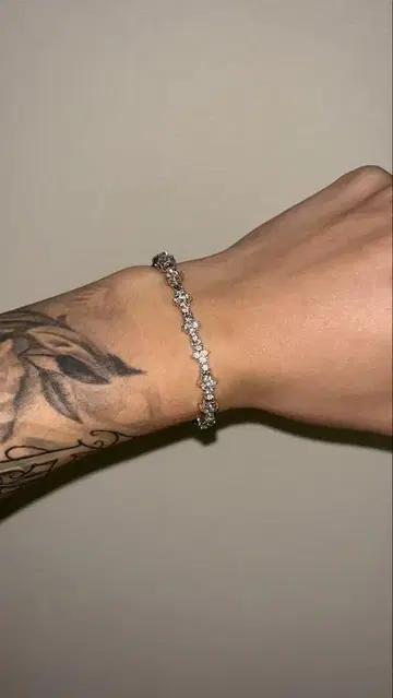 실버 크리스탈 팔찌 스타 가공 18cm