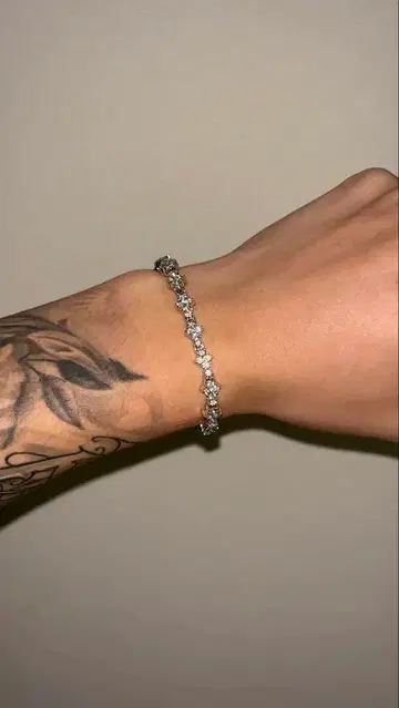 실버 크리스탈 팔찌 스타 가공 18cm