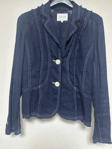 세니논 린넨 100% 네이비 자켓 38 이데무 인터내셔널
