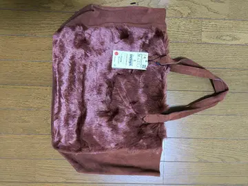 브라운 인조 모피 토트백