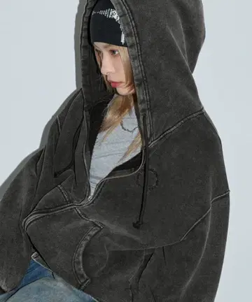 앵커 스미스 더블 지퍼 후드티 블랙