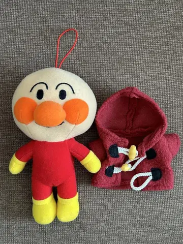 호빵맨 봉제 인형 빨간색 더플 코트 포함