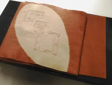 순수 실크 유키쓰무기  자수 나고야 오비 초목 염색