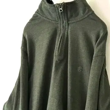 IZOD 플레인 로고 자수 하프 지퍼 맨투맨 카키 그린 구제 의류