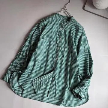 컨디션 최상 Noia 노이아 스트라이프 밴드 카라 와이드 셔츠 튜닉