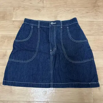 CK Jeans 다크 데님 사다리꼴 미니 스커트