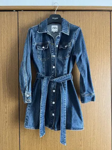 ZARA 데님 원피스 긴팔 허리 벨트 포함