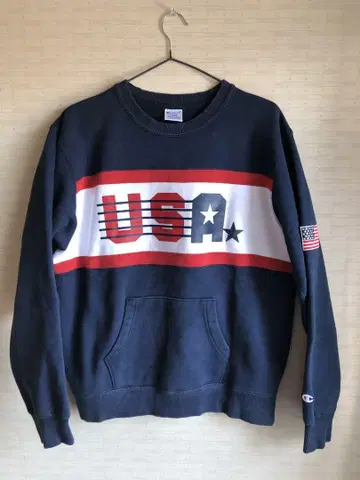 Champion USA 프린트 맨투맨 L 사이즈 네이비