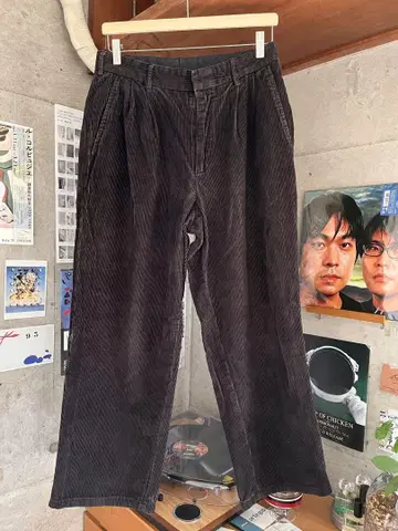 GEORGE 다크 브라운 와이드 팬츠 영국