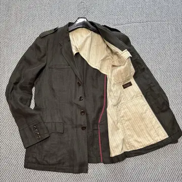 PaulSmith 린넨 100% 테일러드 자켓 그린 카키 L