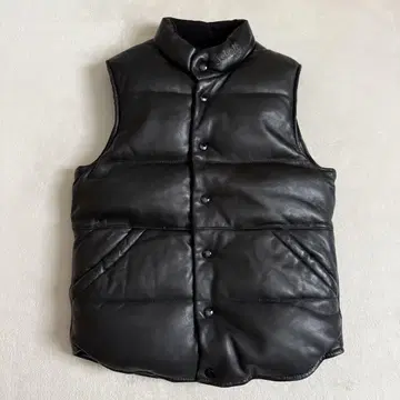 Schott 가죽 다운 베스트 양가죽 블랙 자수 M