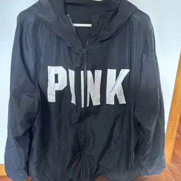 PINK 후드 부착 후드티 블랙