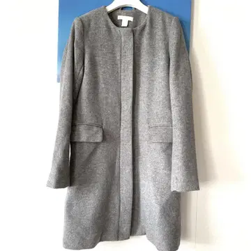 컨디션 최상 클리닝 완료 H&M 그레이 노카라 집업 울 코트