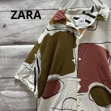 ZARA 아트 레이온 반팔 오픈 카라 셔츠 올 패턴