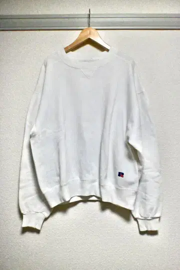 90s USA제 러셀 맨투맨 하이코튼 화이트