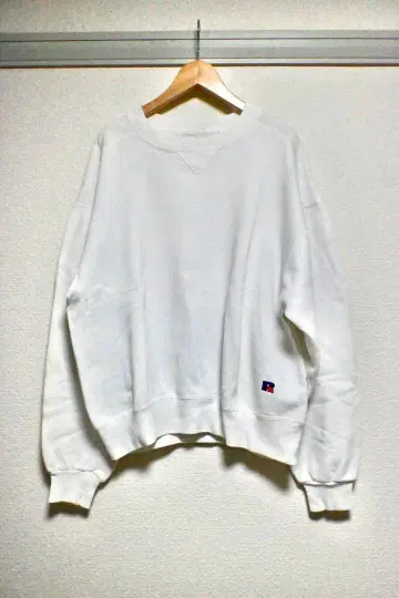 90s USA제 러셀 맨투맨 하이코튼 화이트