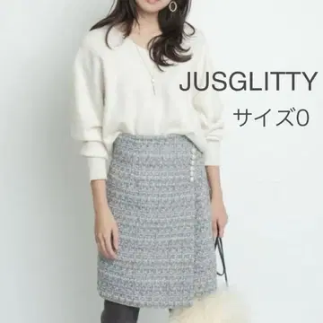 JUSGLITTY 펄 장식 트위드 미니 스커트 0