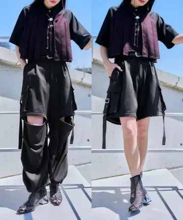 HARE 2way 메탈 카고 카고 팬츠 블랙