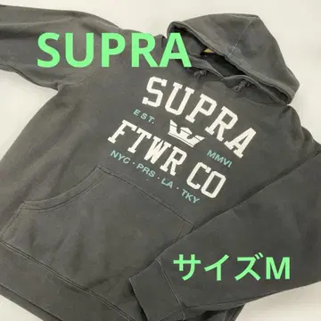 SUPRA 풀오버 후드티 맨투맨 블랙 M #2358