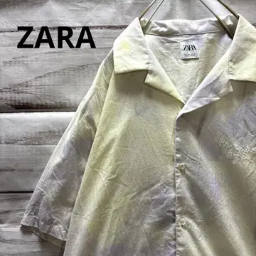 ZARA 타이 다이 패턴 오픈 카라 반팔 셔츠 자수
