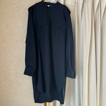 [ 새상품급 ] JIL SANDER 질 샌더 울 실크 롱 셔츠 네이비