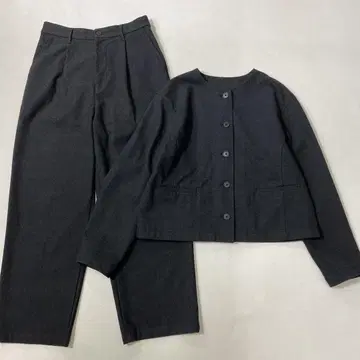무인양품 MUJI 스트레치 기모 셋업 노카라 자켓 팬츠