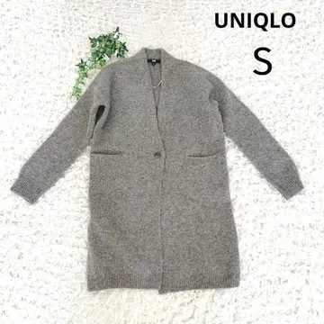 유니클로 가운 코트 롱 기장 모 100% [ S ] 마블 그레이