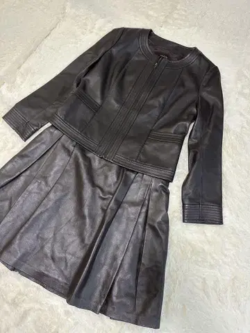 YH.KIM 램 가죽 셋업 브라운